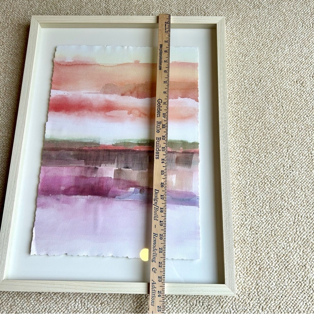 Threshold Abstract Watercolor Art Wall Decor Pink Purple Cream Frame 24" X 18" - Picture 9 of 10